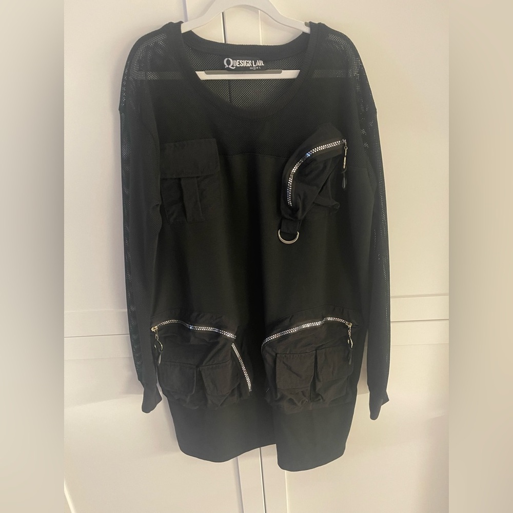 Q Design Lab Black Mesh Utility Style Tunic/ Dress size Small